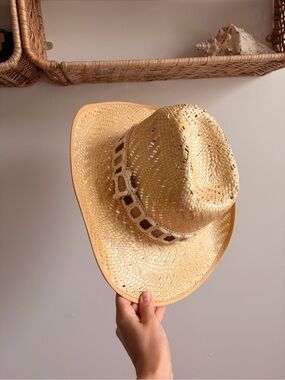 Smithbilt Straw Hat with Bow Trim woven straw vintage 7 cowboy